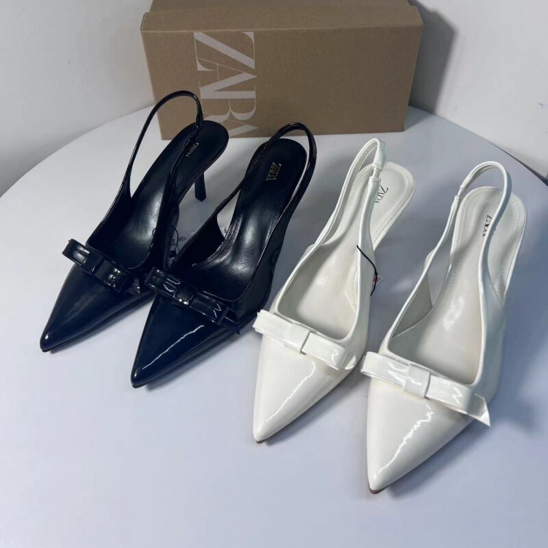 ZA New 2024 Pointed Toe Shallow Mouth Bow Stiletto High Heels Women's Back Strap Patent Leather Fashion Outer Sandals for Women ZA New 2024 Pointed Toe Shallow Mouth Bow Stiletto High Heels Women's Back Strap Patent Leather Fashion Outer Sandals for Women