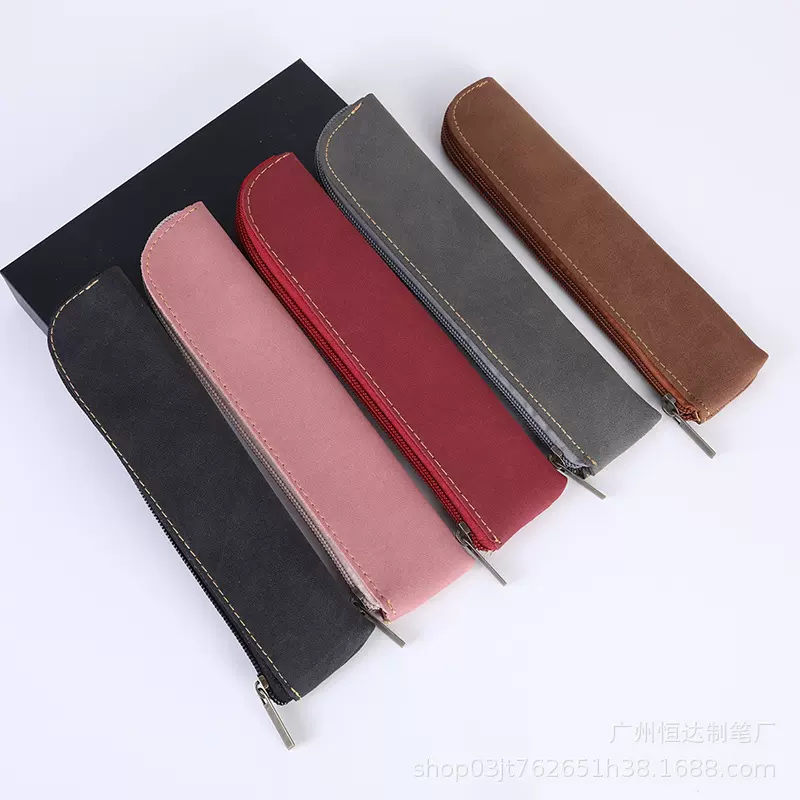 现货磨砂双支大容量钢笔铅笔袋办公学生文具PU皮革保护笔套批发