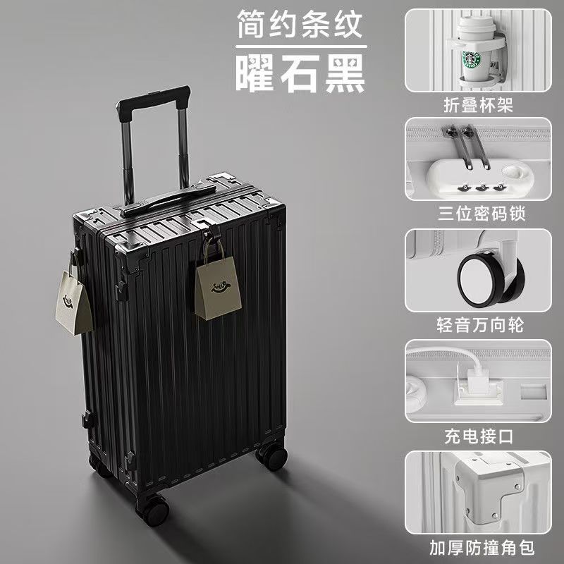 Maleta de cuero, maleta multifuncional, bolsa de hombre, maleta de viaje de gran capacidad, contraseña, maleta de tirón, cremallera de carga para mujeres