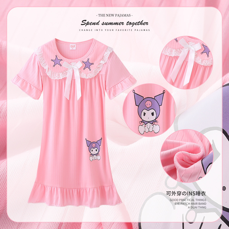 Children's summer pijama, skirt, dress for princess, with short sleeve, for teenagers
