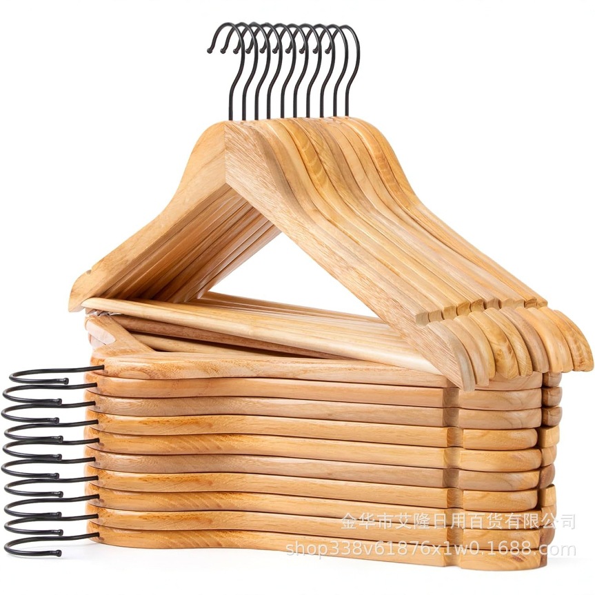 Perchas de madera maciza, trajes de madera, trajes, hoteles, colgantes de ropa transfronteriza, colgantes de ropa sin costuras, colgantes de madera para adultos al por mayor