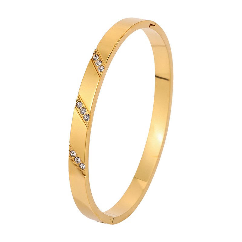 Pulsera de acero de titanio para mujer, sentido de alta gama, pulsera retro europea y americana que no se desvanece, oro de arena, apertura, circón, joyería de pulsera de acero inoxidable image 10