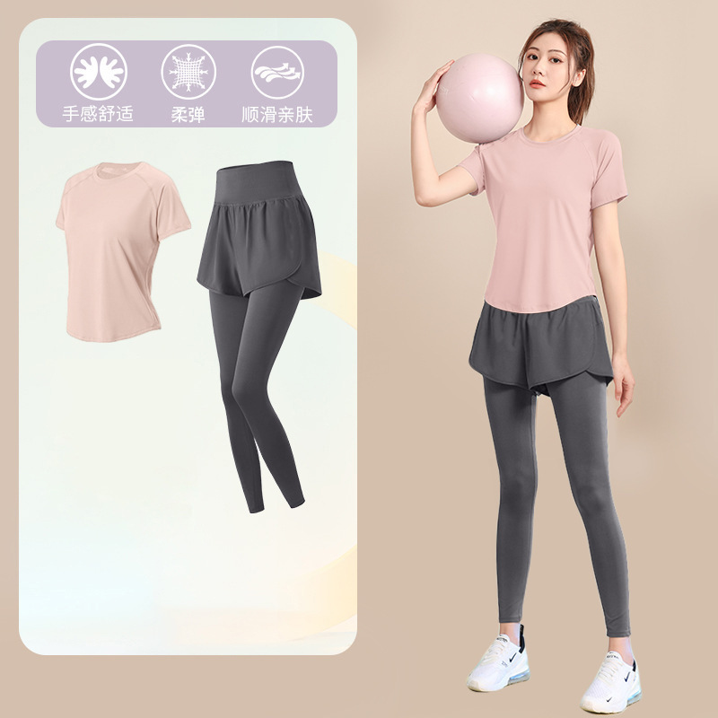 ランニングスポーツスーツ女性のための 2025 新しいフィットネストレーニングヨガ服速乾性衣類屋外プロフェッショナル通気性朝のランニング服|undefined