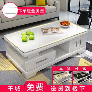 Hyundai simple piano lacquer coffee table table tempered glass noodle household living room small apartment coffee table TV cabinet combination