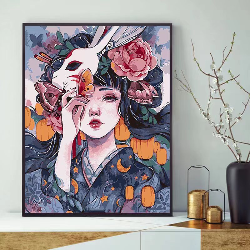 Fábrica al por mayor pintura al óleo digital DIY noche tranvía paisaje cura descompresión pintura al óleo pintura decorativa entrega de una sola pieza