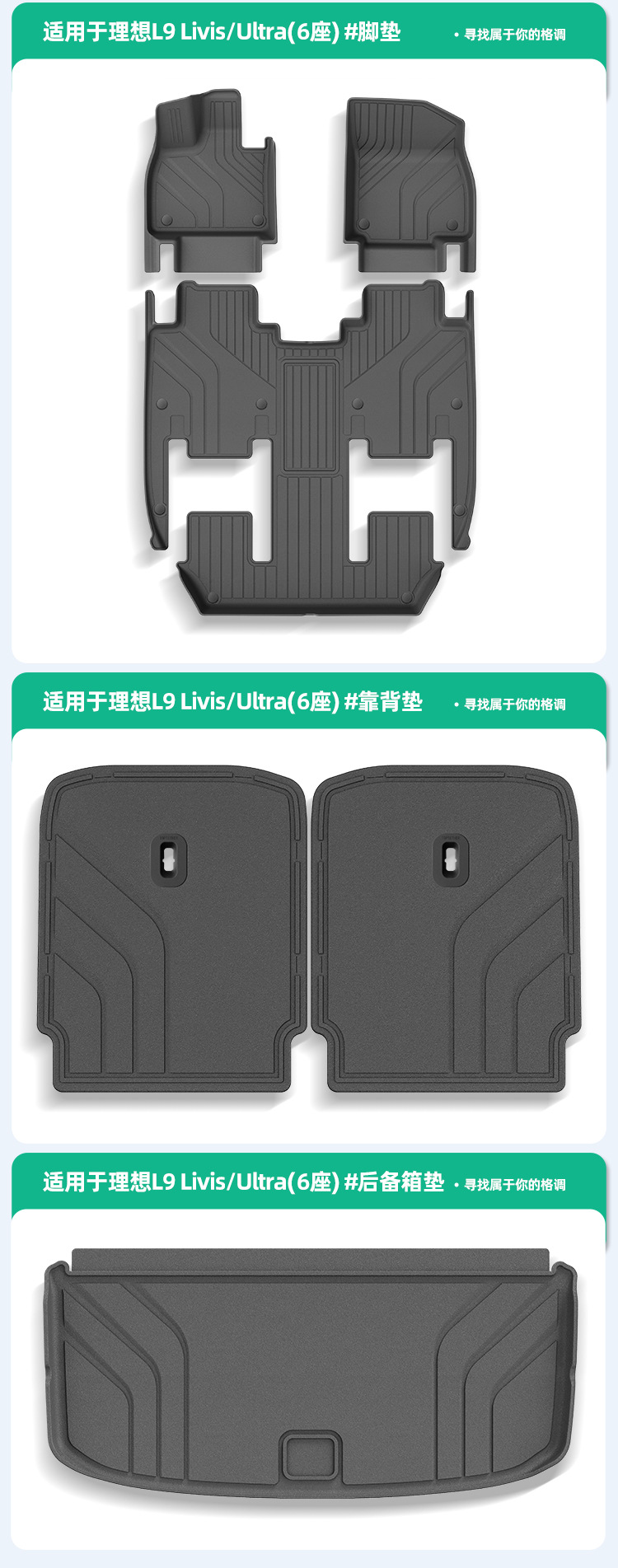 Suitable for 26 Models of Ideal L9 Livis/Ultra Cars, Tpe Car-Specific Floor Mats, Eco-Friendly Trunk Mats