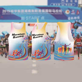 定制透气速干健身马拉松训练运动背心跨境数码印休闲无袖背心通款