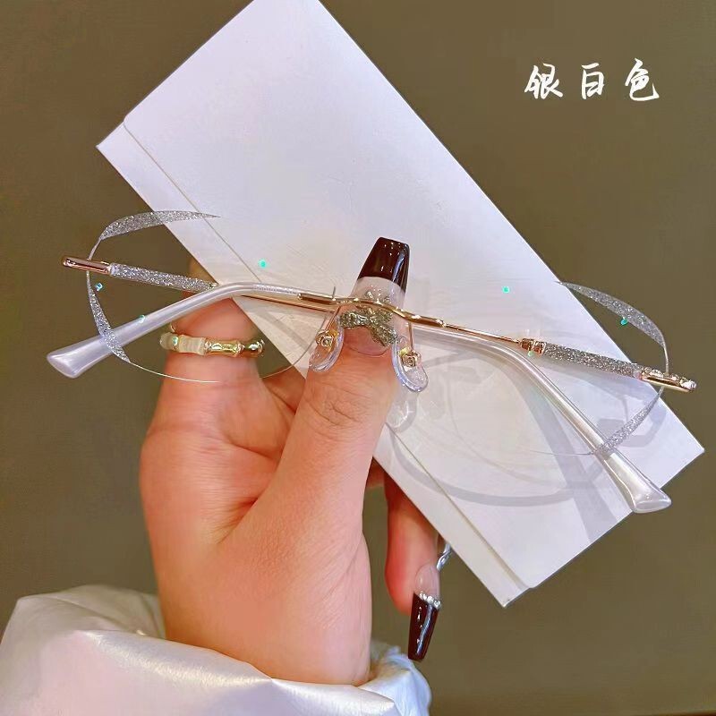 2025年ホットスタイルコレクション女性用老眼鏡、中高年向けの新しい高精細抗青色光ファッショナブルなフレームレス老眼鏡|undefined