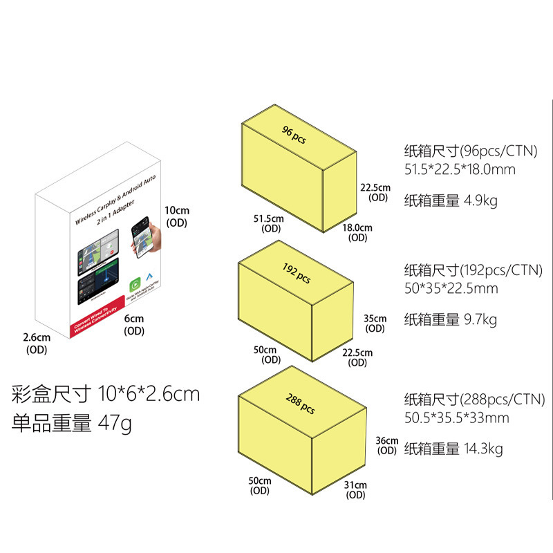 Customized Cross-Border In-Car Wireless Carplay Box, Smart Upgrade Two-In-One Android Autocarplay Box