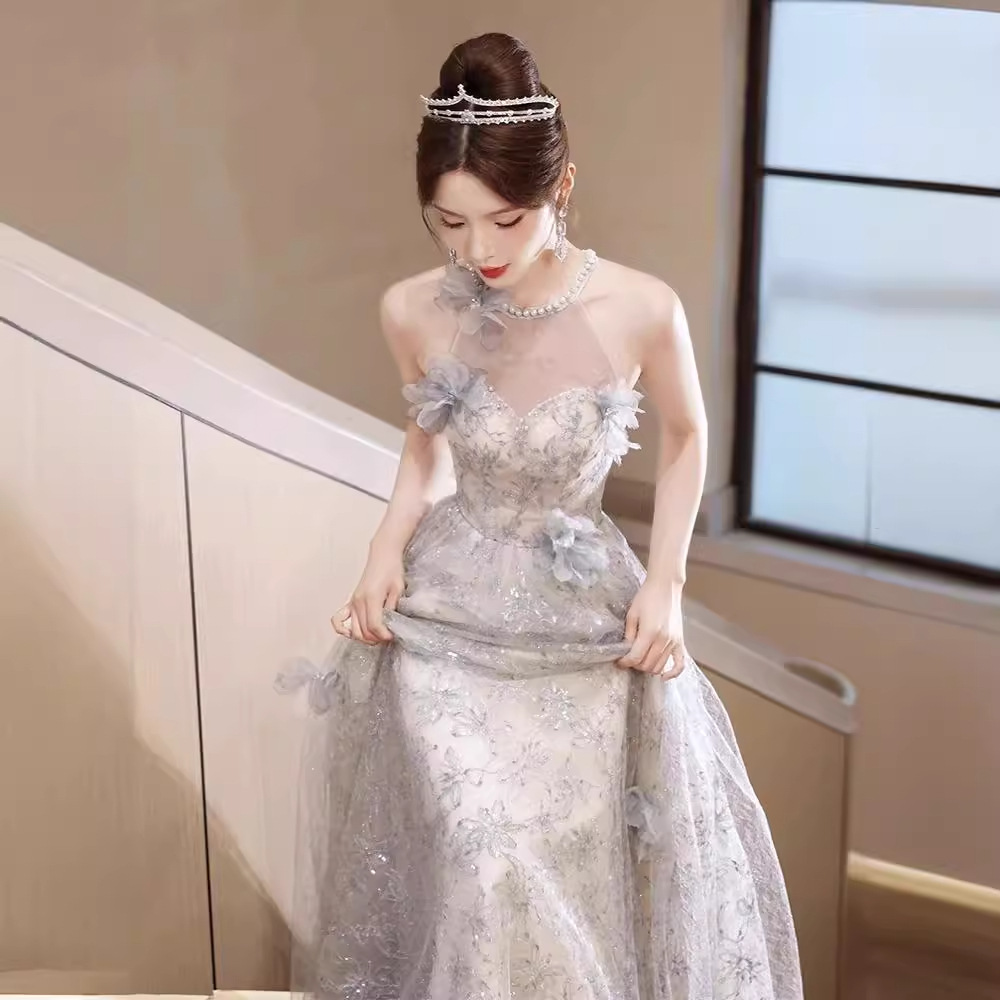 Halter Neck Evening Dress, Light Luxury Niche 2026 New Style, Vocal Arts Exam Host, Coming-Of-Age Ceremony, Prom Evening Dress