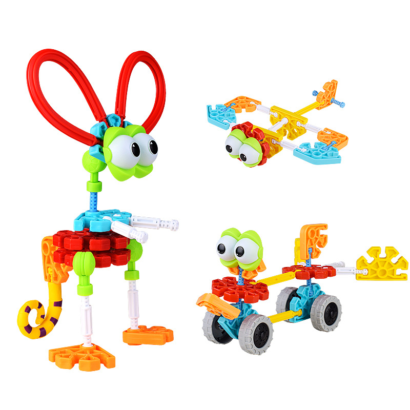 Los niños transfronterizos ensamblando bloques de construcción de bebé insecto Animal de la selva infantil tridimensional de la ciencia y la educación juguetes educativos para niños y niñas