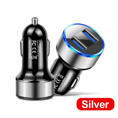 Mobil şarj cihazları one-on-two cigarette lighter car phone - 31a-digital-display-silver