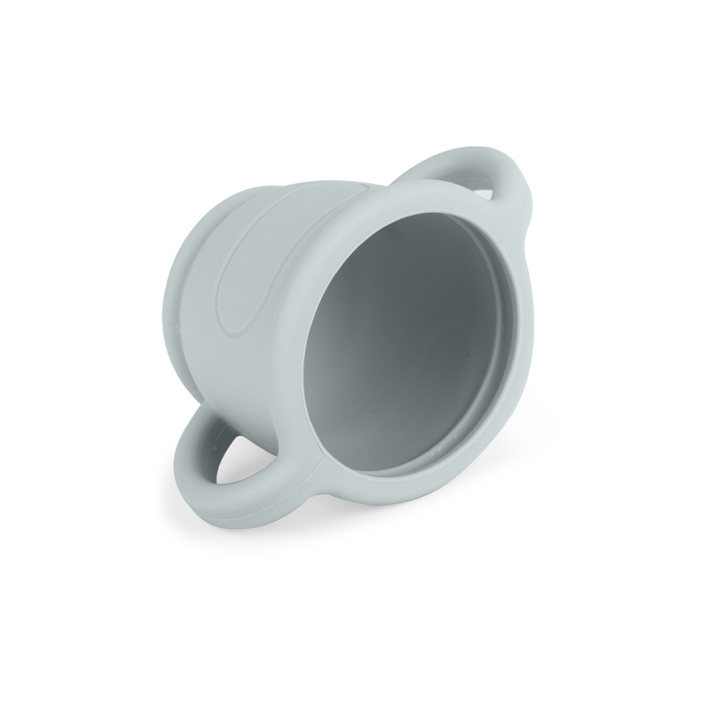 厂家直供儿童硅胶吸管杯 二合一训练杯 防泼洒防摔双耳学饮杯