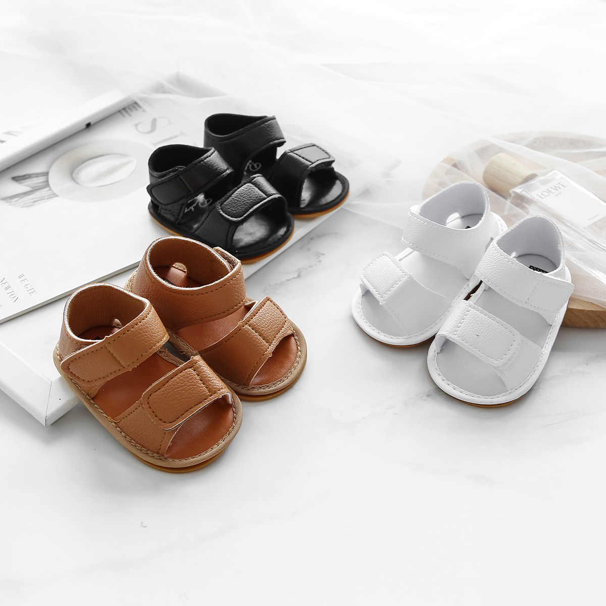 0-1 Year Old Shoes Sandals 6-12 Months Baby Boys and Girls Toddler Shoes Tendon Soft Sole Velcro Breathable Non-Slip