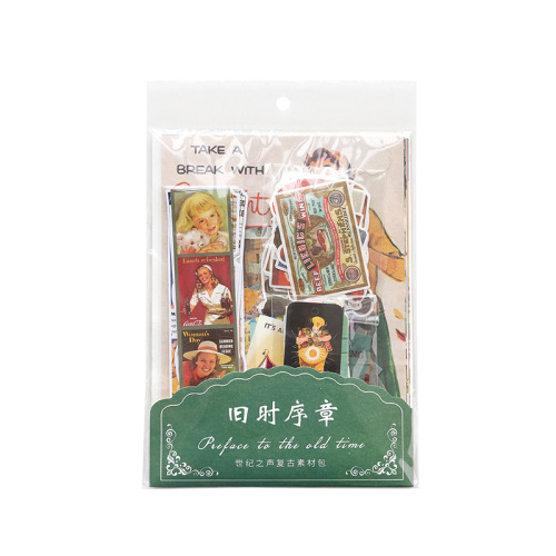 Message Century Voice Retro Material Pack Literary Handbook Collage Base Material Paper Decorative Stickers 100 Sheets 6 Styles