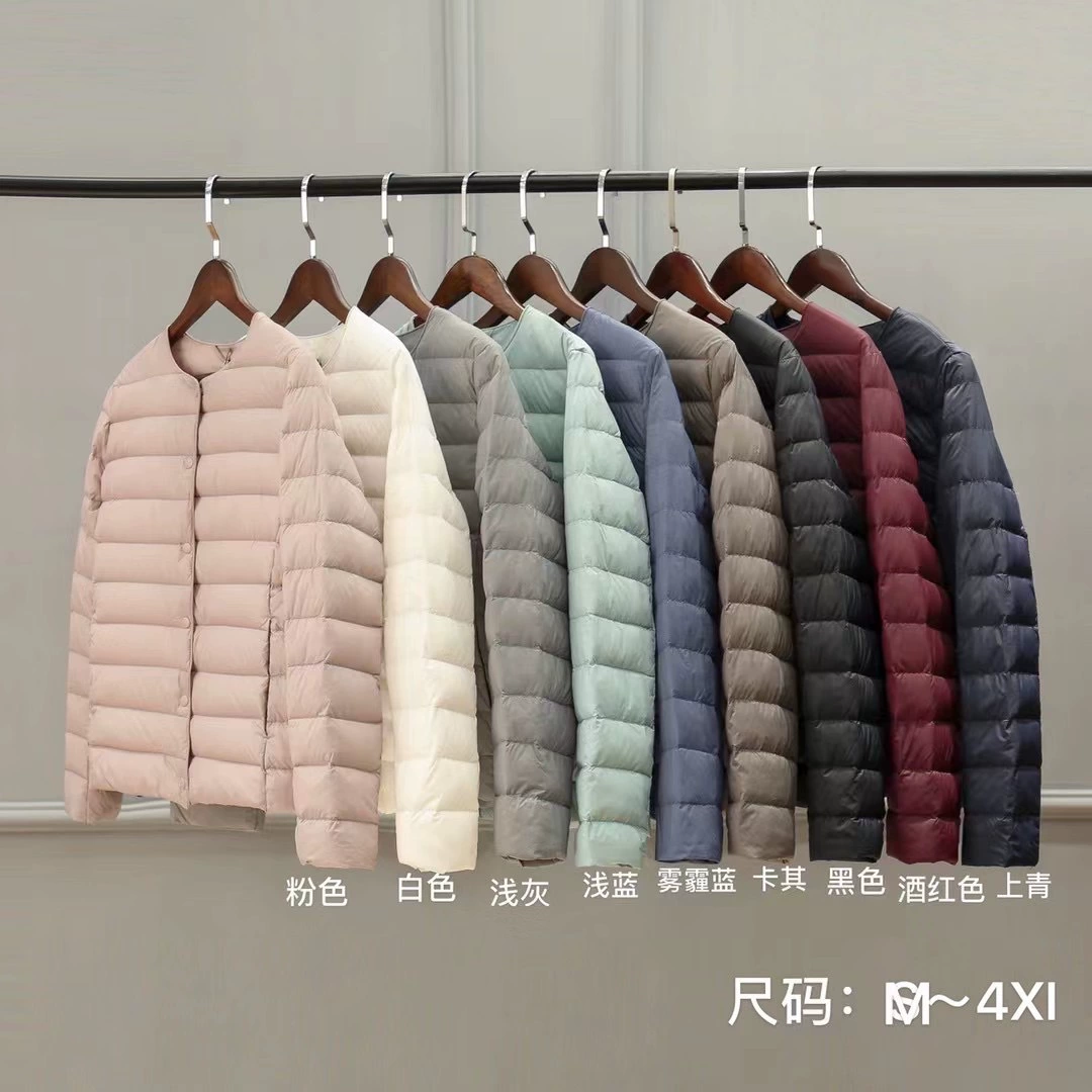 Новинка 2025, внесезонный легкий пуховик с круглым вырезом, женская теплая подкладка, короткая куртка большого размера, осенне-зимняя женская куртка без воротника