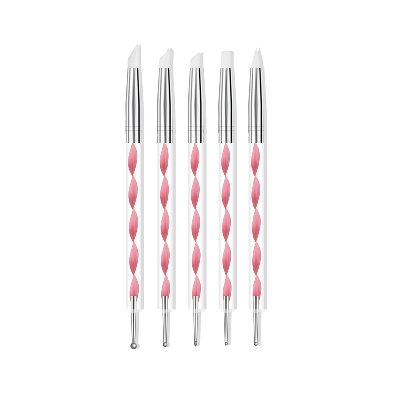 5 piezas de doble cabeza de silicona taladro pluma rosa