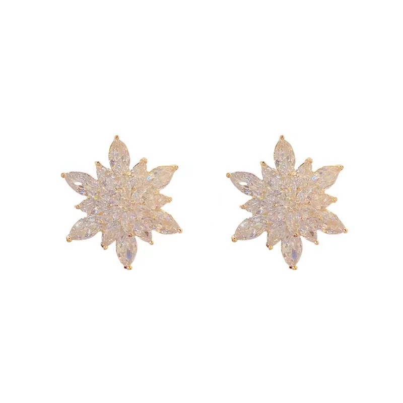 Alloy Material Heart Shape, Flower Pattern Women'S Gender Plating, Inlay Design 1 Pair Elegant Lady Heart Shape Flower Plating Inlay Alloy Zircon Earrings