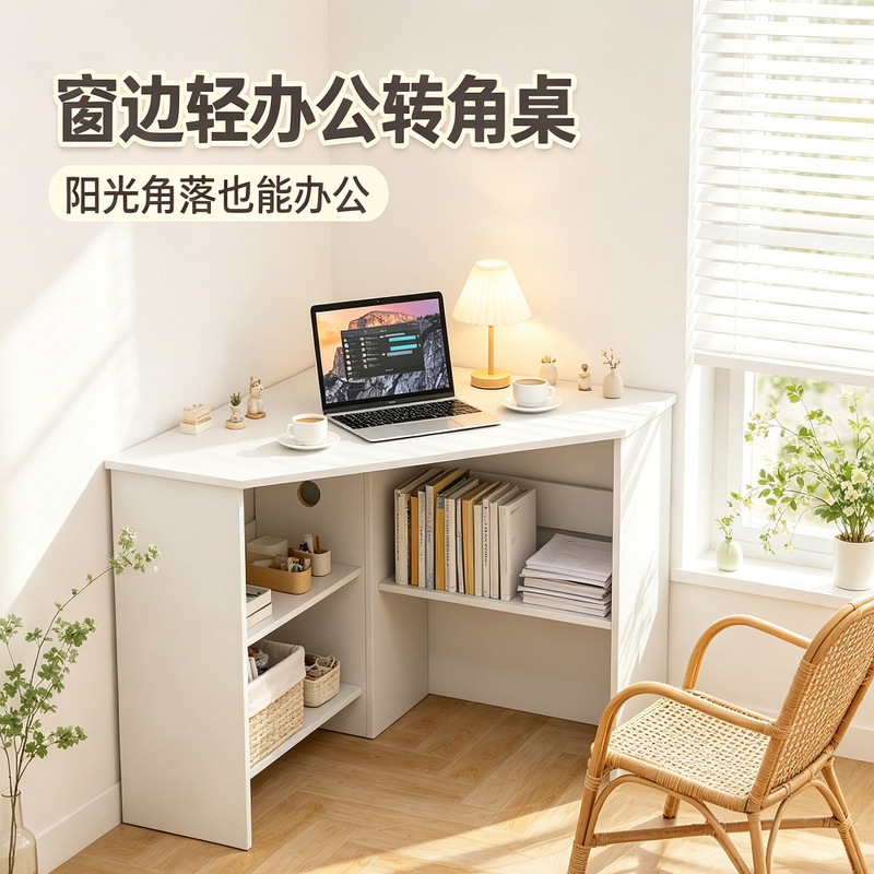 Corner Computer Desk for Home Use, Small Apartment Corner Desk, Simple L-Shaped Corner Office Desk with Storage Shelves Corner Computer Desk for Home Use, Small Apartment Corner Desk, Simple L-Shaped Corner Office Desk with Storage Shelves