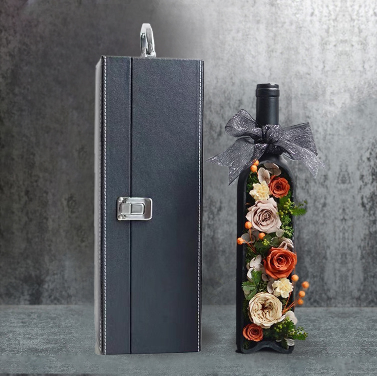 Botella de vino rosas para la vida eterna con caja de regalo al por mayor Día de San Valentín regalos de boda y cumpleaños decoración para el hogar