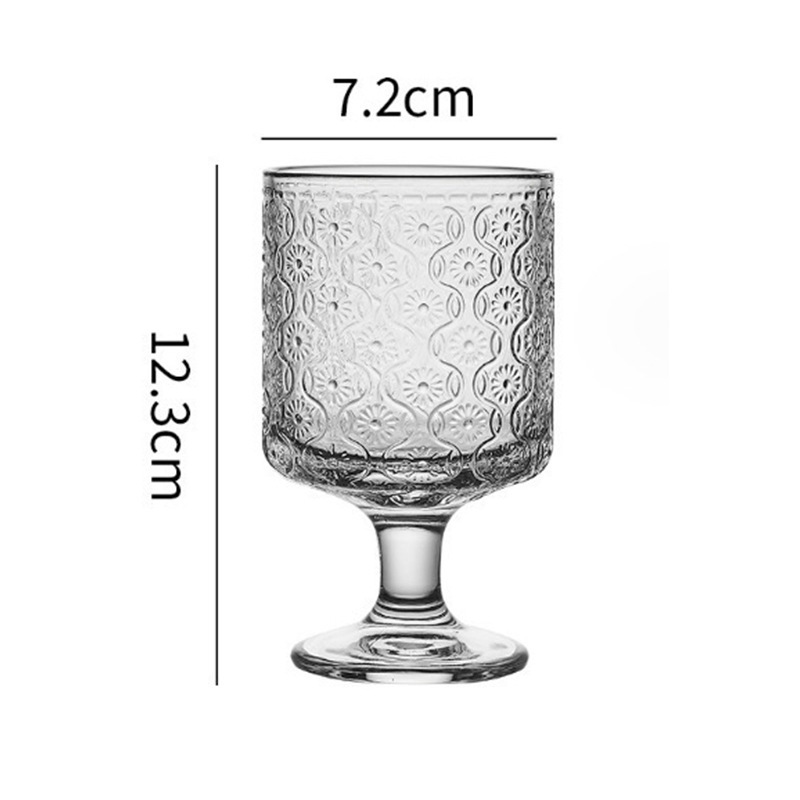 Taza de vidrio de pie alto a rayas verticales vintage taza de helado estilo ins diseño sensación bebida taza de jugo taza de vidrio de café