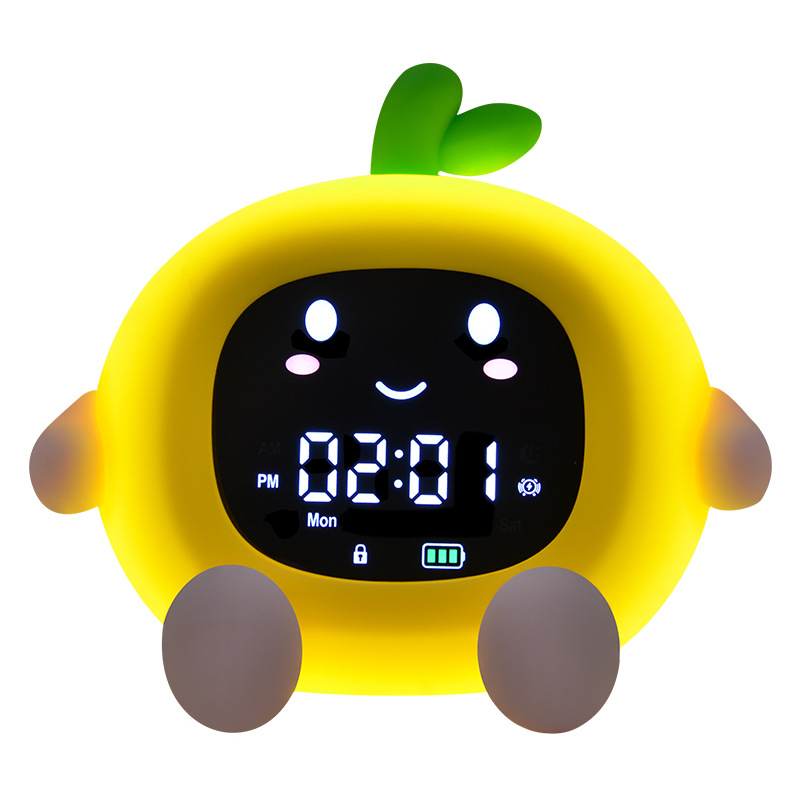 Despertador de fruta creativo lámpara de noche original soporte de teléfono celular de silicona lámpara de noche luz de atmósfera de cabecera de cama tiempo de cambio de color