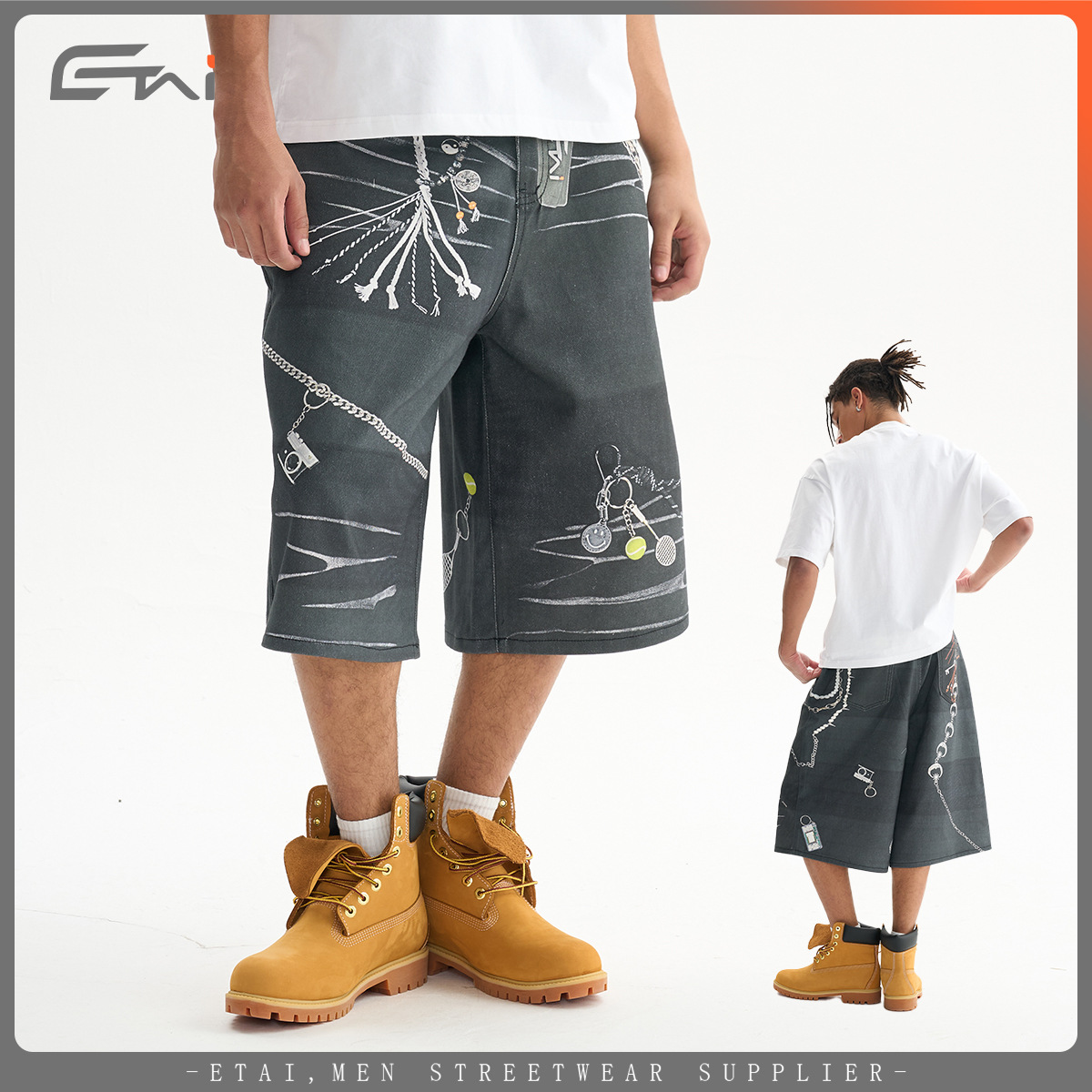 ETAI Hombre| 2025 moda nueva moda 3D impresión casual pantalon 320g pesado algodón hombre pantalon