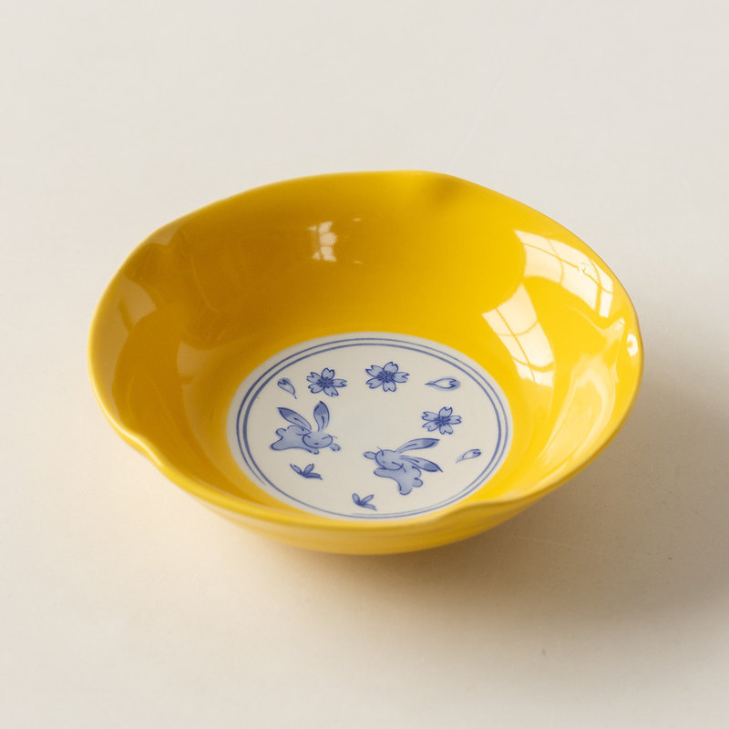 Japanese Imported Bright Yellow Cherry Blossom Rabbit Ceramic Tableware Japanese-Style Rice Bowl Dessert Plate Deep Dish Plate Bone Plate Soup Bowl Japanese Imported Bright Yellow Cherry Blossom Rabbit Ceramic Tableware Japanese-Style Rice Bowl Dessert Plate Deep Dish Plate Bone Plate Soup Bowl