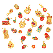 珐琅彩沙金铜镀金招财纳福 日进斗金吊坠手工diy手链项链饰品配件