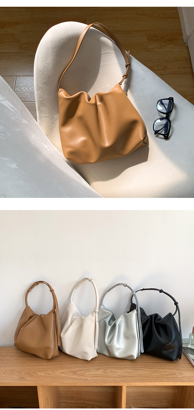 Nuova borsa a tracolla con cerniera laterale creativa per donna, borsa a mano alla moda e semplice, borsa sottobraccio in morbido PU con arco di trionfo_voghion.com