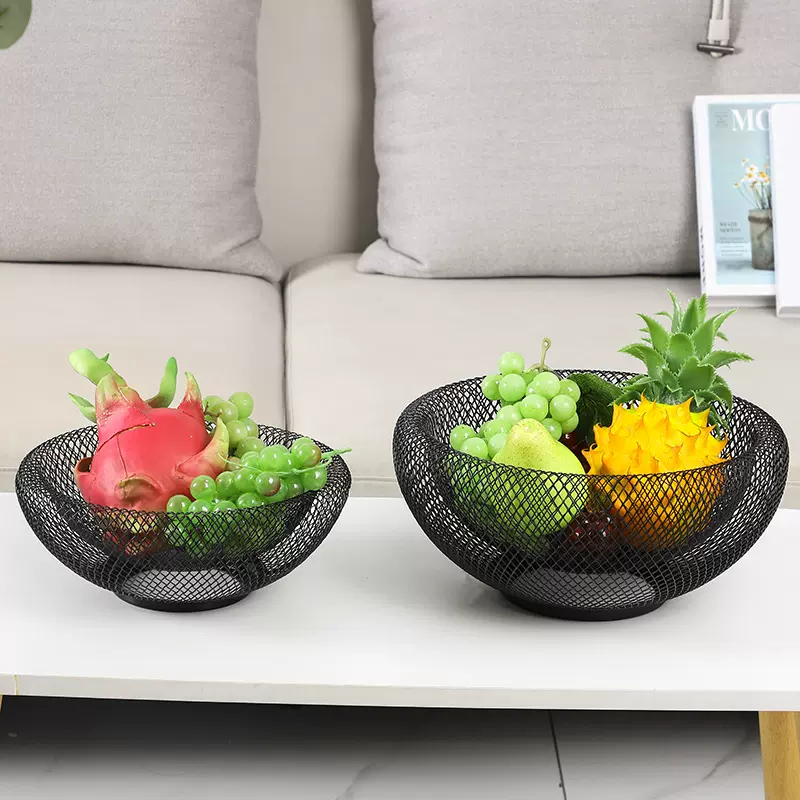 北欧创意铁艺丝网水果篮双层现代零食糖果收纳筐干果盘家用水果盘