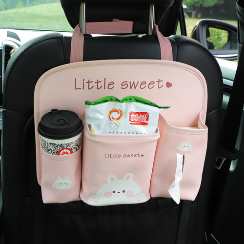 Car seat back storage bag Cute cartoon car seat hanging storage box Creative multifunctional car storage