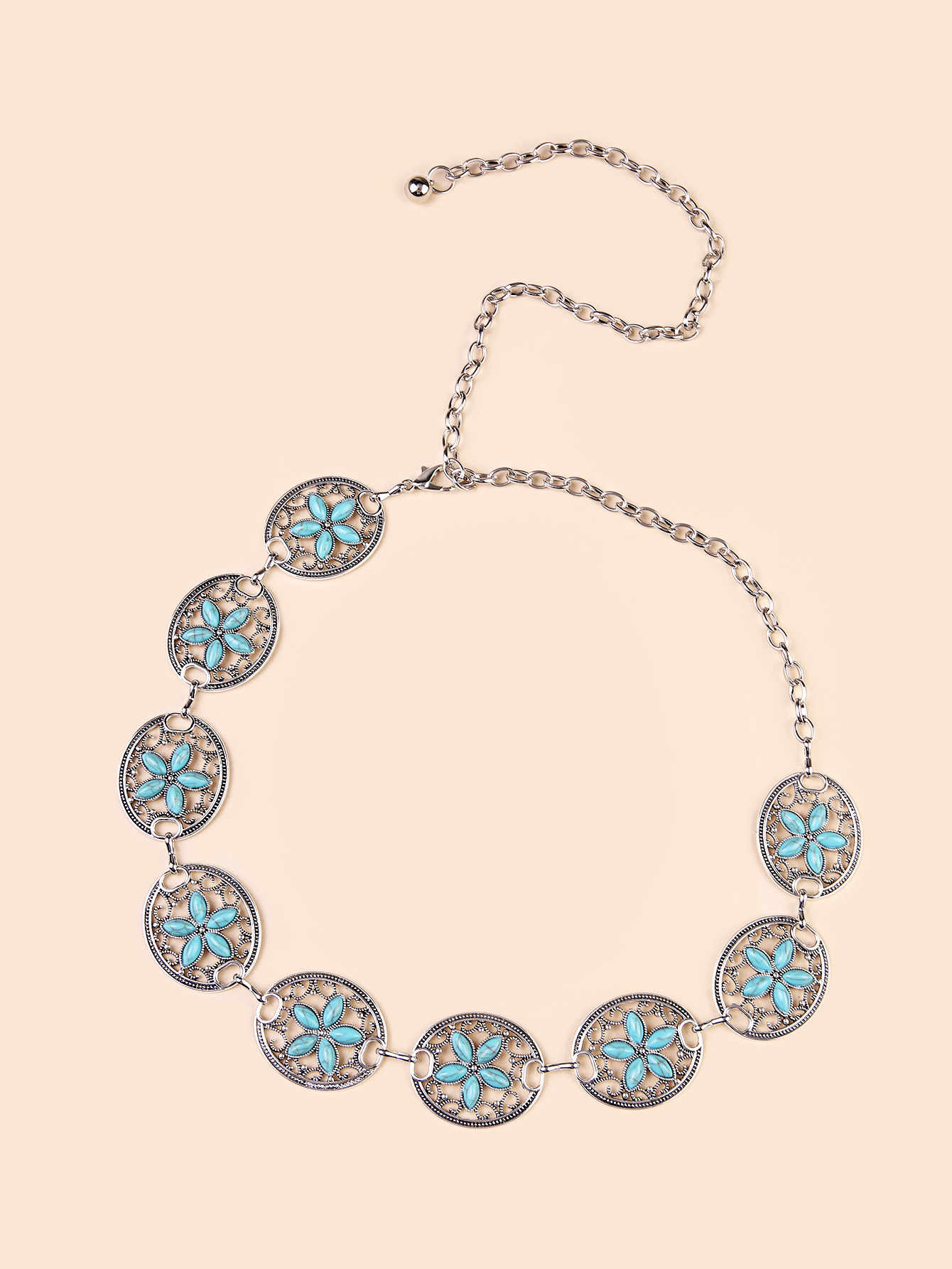 Wholesale Jewelry Retro Ethnic Style Geometric Metal Turquoise Waist Chain display picture 4