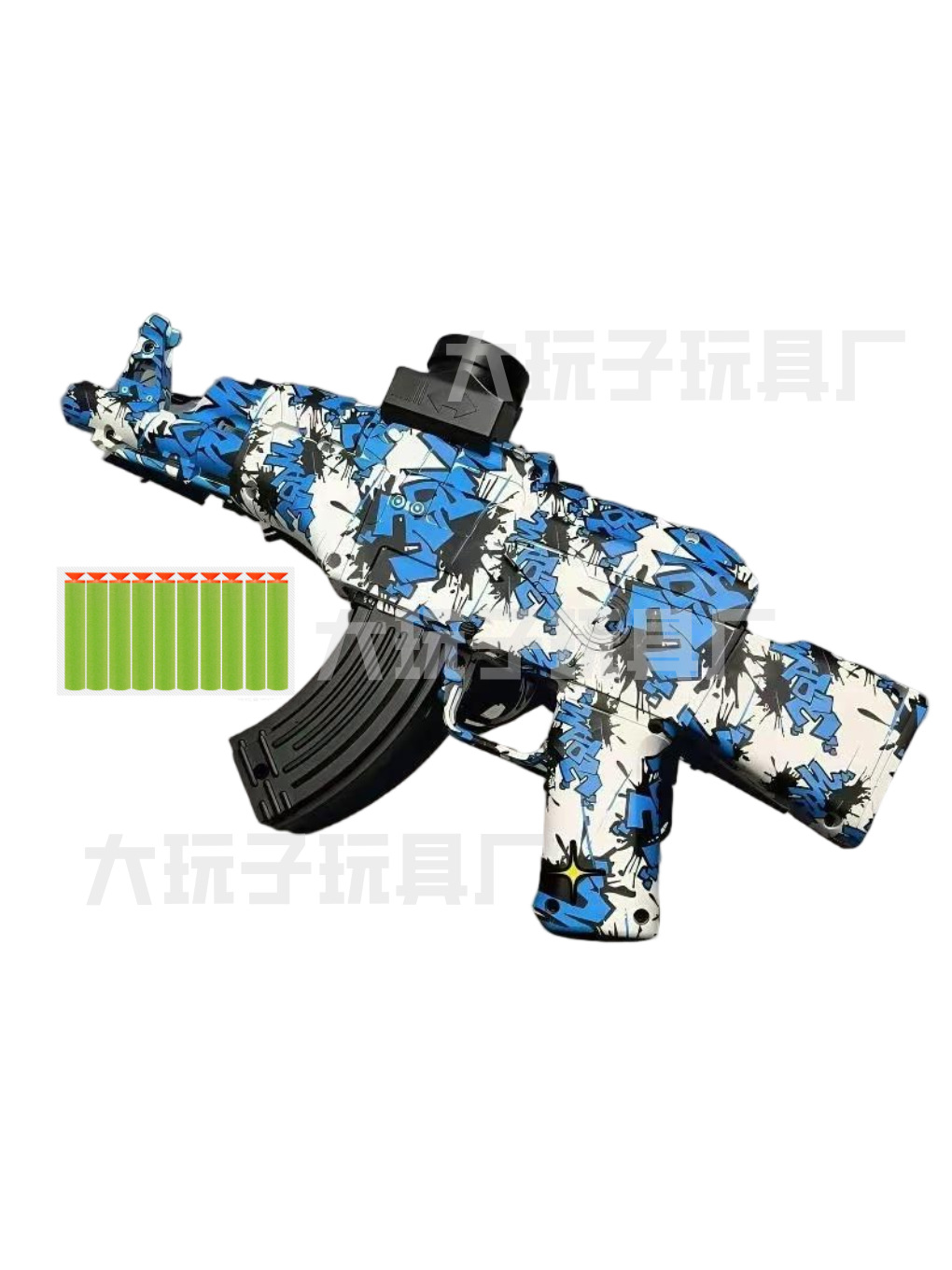 파인애플 병이 있는 3.7V 미니 AK47 - 파란색 잎