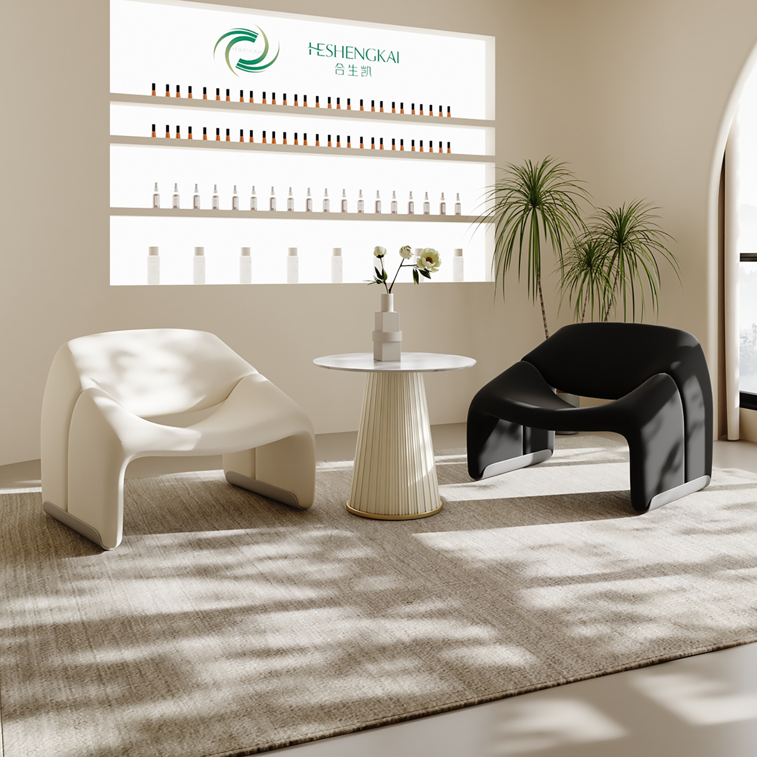 Francés color crema insofá perezoso salón de belleza club pequeño sala de estar mesa de negociación combinación de sillas