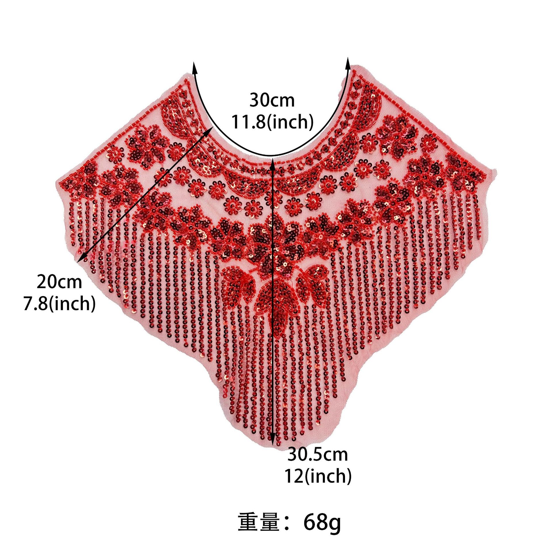 Explosiones transfronterizas de hilo de red de cuentas de bordado de esquinilla de cuello frontal de bordado de industria pesada de ropa de vestir de bordado de tela accesorios image 6