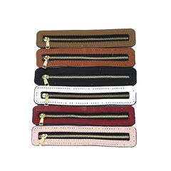 ハンドバッグアクセサリー レザージッパー 編み込みバッグ ジッパー 18cm 両面レザー ハンドバッグ ニードルステッチ ジッパー