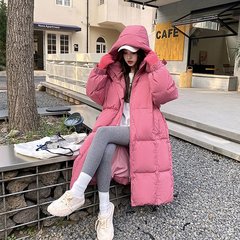 Invierno de nuevo estilo coreano engrosado y suelto con capuzas sobre la rodilla calentamiento de la ropa de pan de algodón