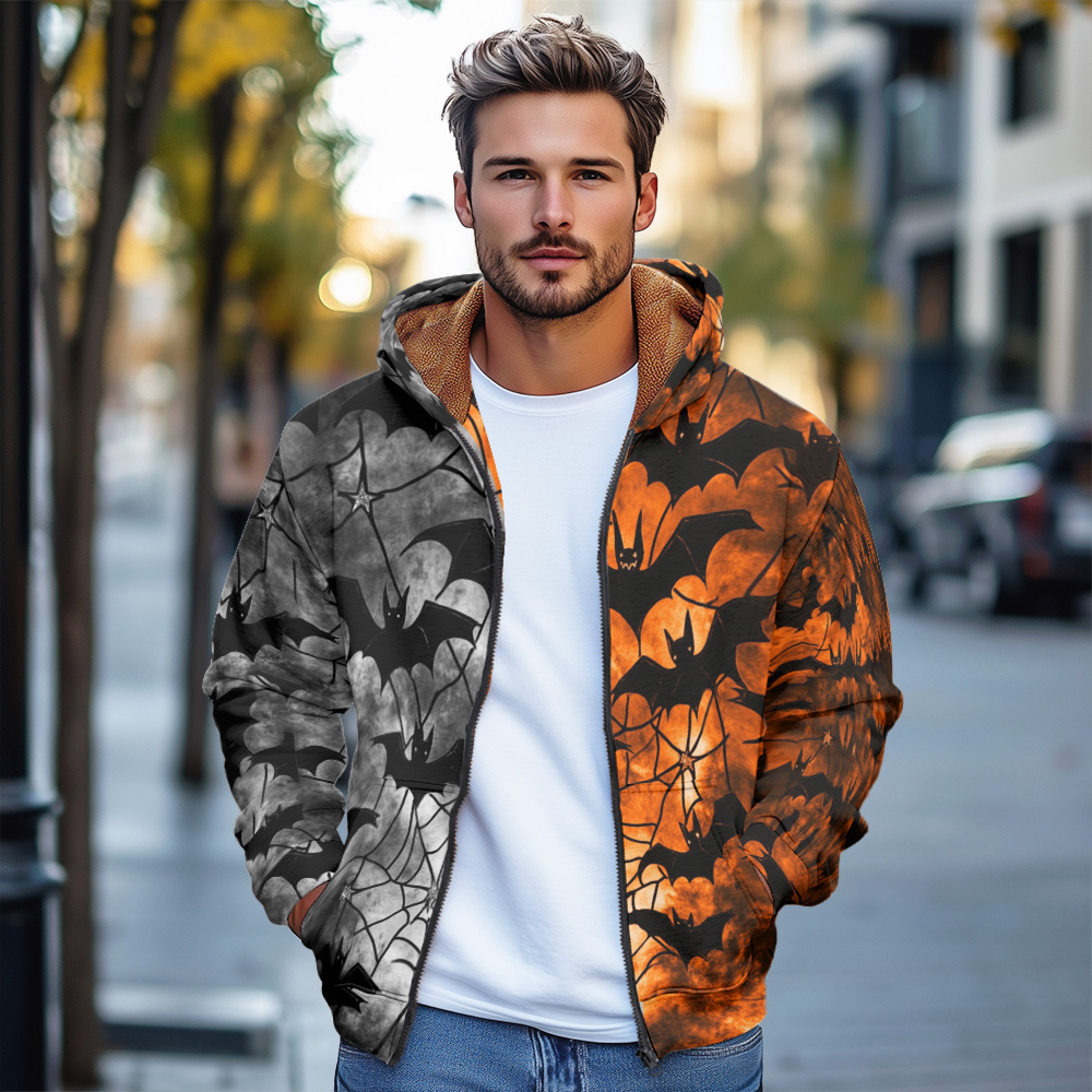 Cardigan con cappuccio da uomo con zip per inverno_voghion.com