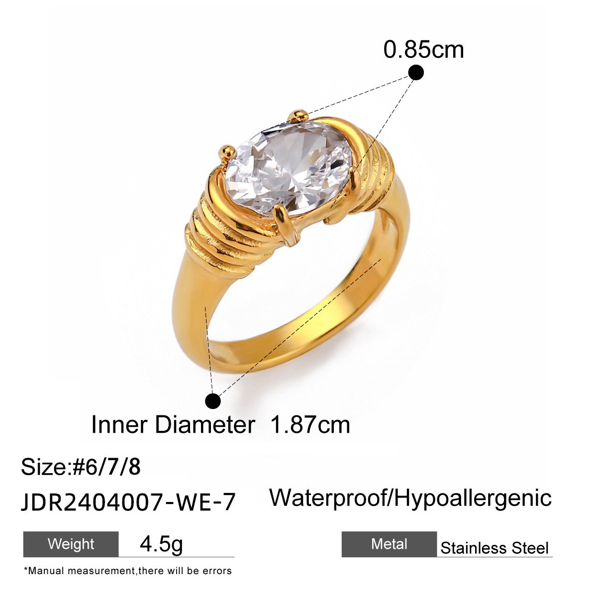 Anillo de acero de titanio de diamante transfronterizo de Europa y Estados Unidos JEDING nicho de diseño de anillo de joyería de acero inoxidable no desvanecido