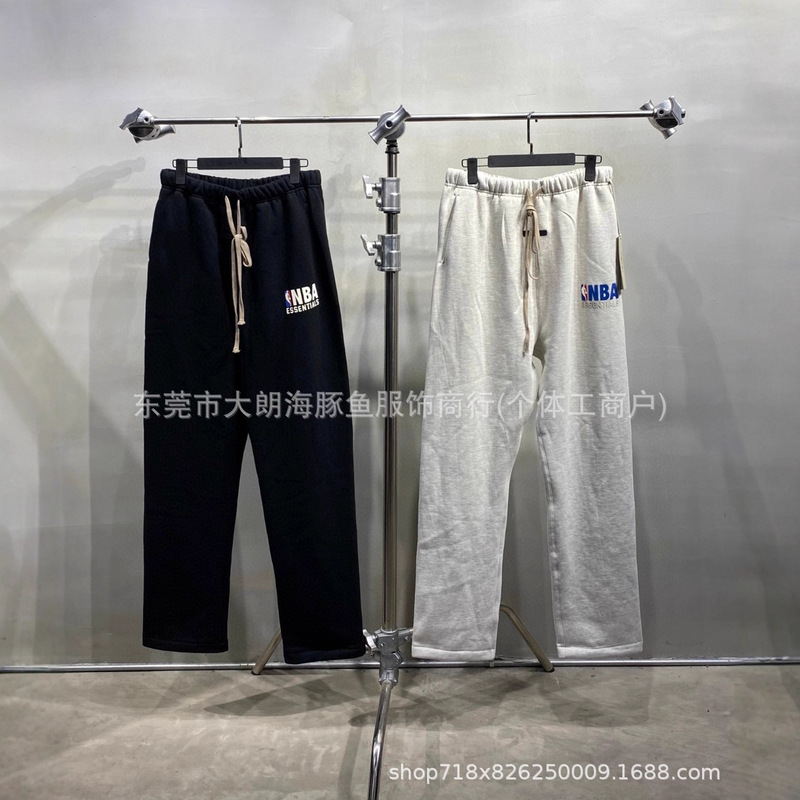 Correct Version of Fog Multi-Line Essentials Co-Branded Nba All-Star Flocking Casual Pants Loose Sports Pants Trendy