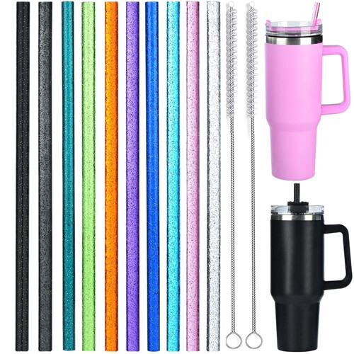 Bestselling Long-Size Glitter Straws Set Large Mouth Colorful Gold Glitter Water Cup Straws