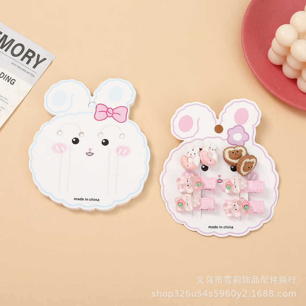 跨境发饰卡片批发 可爱兔子饰品卡头包装袋DIY手工纸质头饰包装