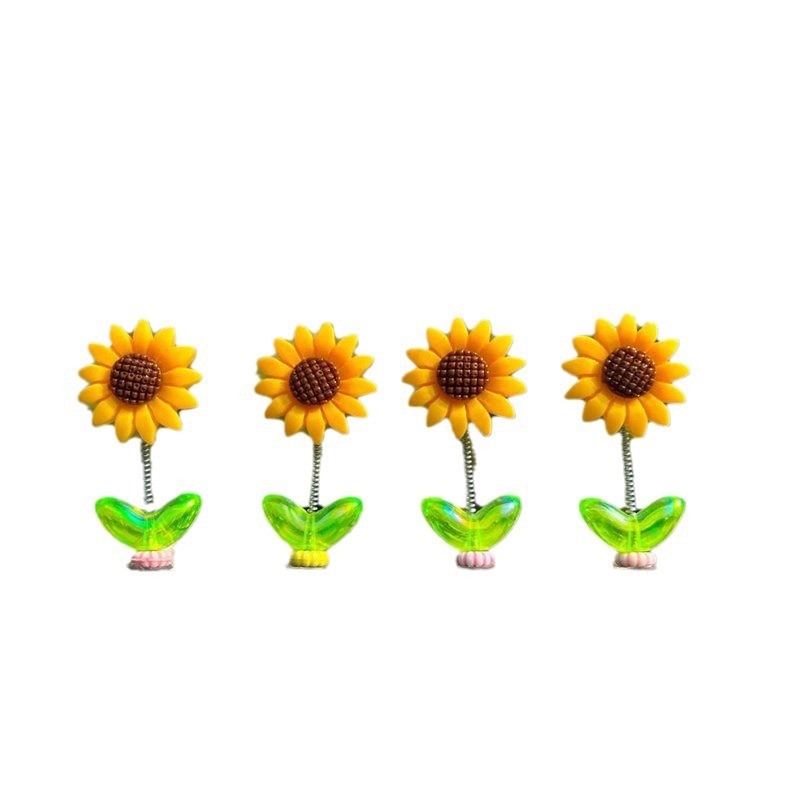 2024 nuevas celebridades de Internet sacudiendo la cabeza, girasol lindo decoración de coche, consola central de coche, joyería de girasol