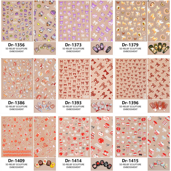 Three dimensional fresh nail stickers for nails