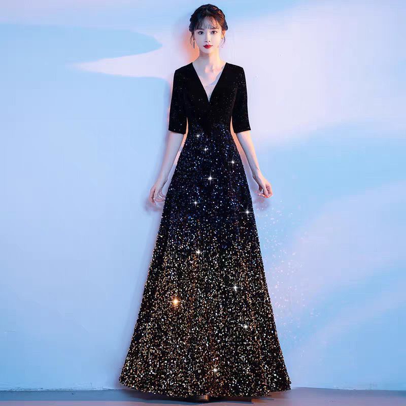 コーラスパフォーマンス服新しい大人の赤い歌コンクールイブニングドレス中高年コーラスパフォーマンス服高級学生|undefined