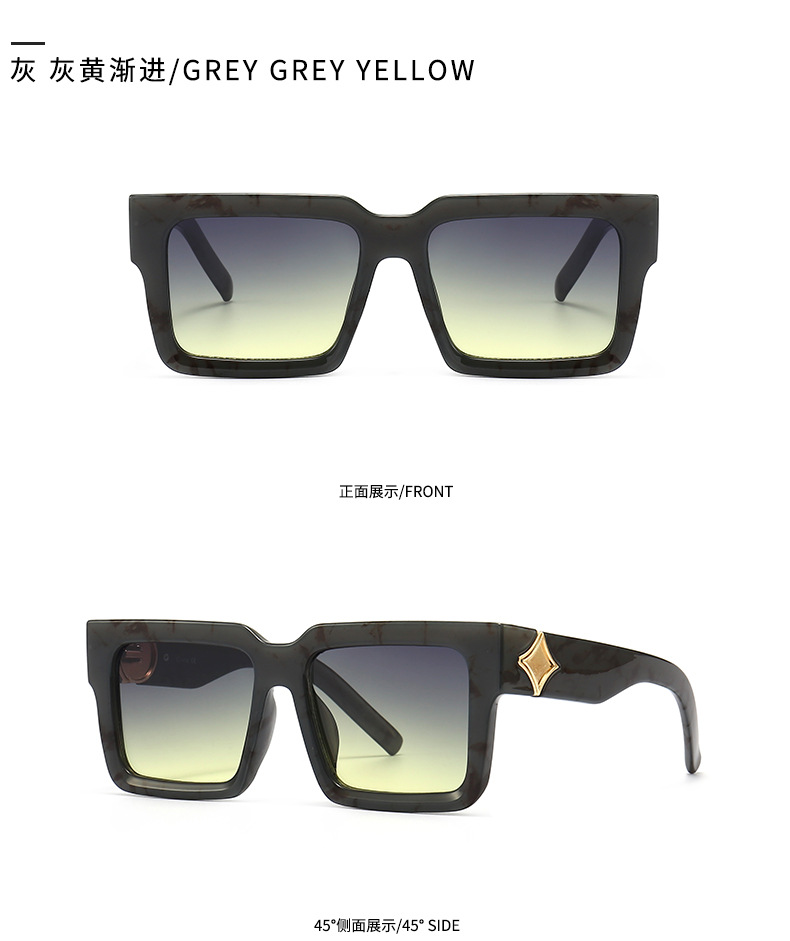 European And American Contrast Color Model Square Sunglasses display picture 9