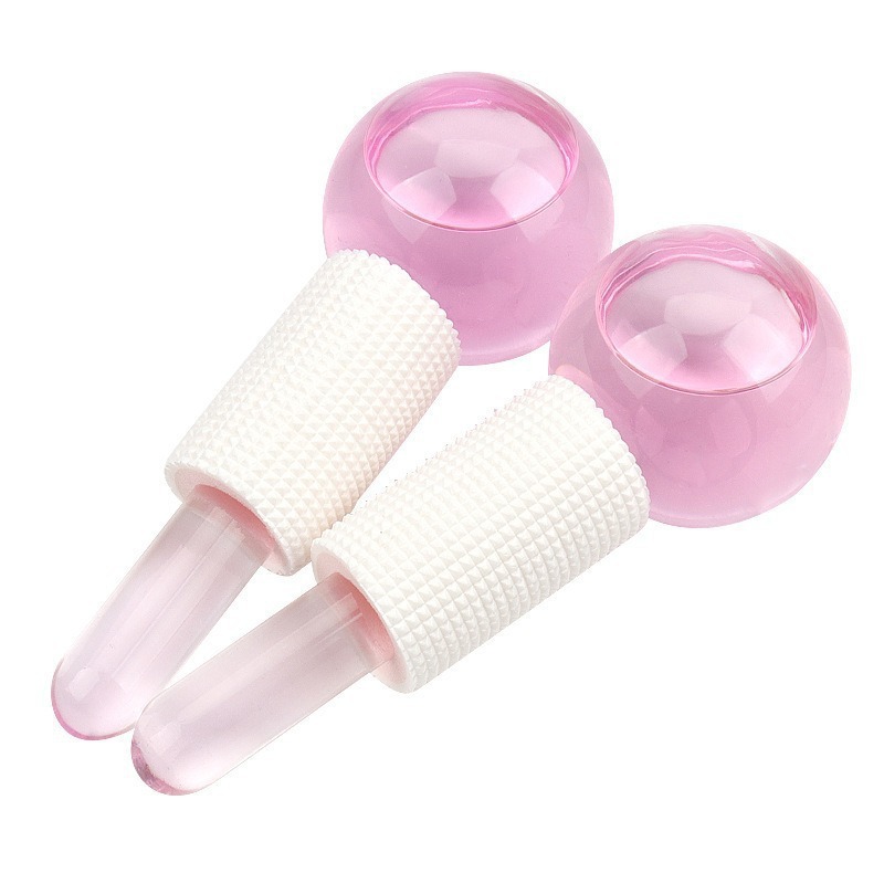 Transfronterizo Amazon Hockey sobre hielo Bola de belleza Pink Crystal Hockey sobre hielo Terapia de hielo Masaje facial Vidrio Bola de belleza Bola de hielo