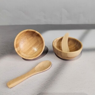 Amazon Temu Hot Selling Bamboo Mask Bowl Spoon Scraper Three-Piece Set Mask Stick DIY Homemade Tools LOGO