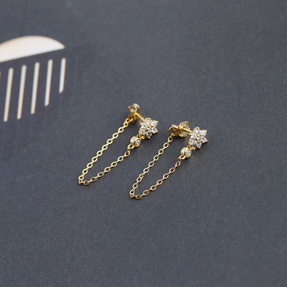 Fashion Flower Sterling Silver Plating Rhinestones Earrings 1 Pair